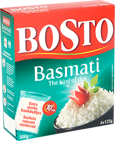 Bosto - verpakking basmati the kind of rice, de koning van de rijst